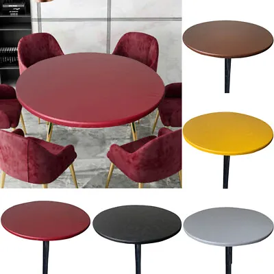 $6.29 • Buy Round Waterproof Table Cover Elastic Fitted Tablecloth Oil Proof Protector Decor