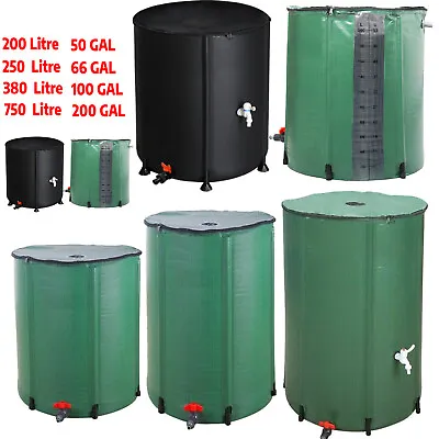 Rainwater Tank Water Butt Container Garden Collector Collapsible 250L-380L-750L • £27.99