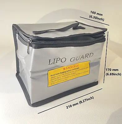 LIPO BAG Fireproof Inifugation Charge Batteries Cars RC Safe 210x170x160mm • £16.52