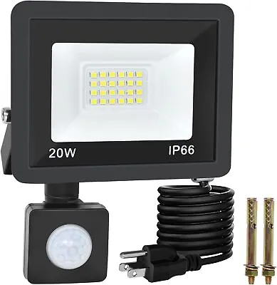 Motion Sensor Flood Light Outdoor 20W 6000K Plug In Motion Sensor Light For Yard • $19.99