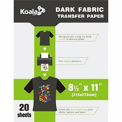 Koala Inkjet Heat Transfer Paper Dark Fabric T-shirt 20 Printable Iron-on Sheets • $17.99