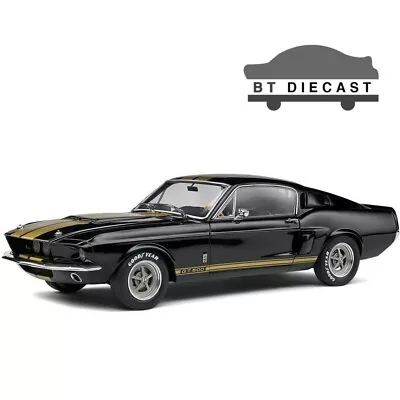 SOLIDO 1967 SHELBY GT 500 1/18 DIECAST MODEL CAR W/ GOLD STRIPES BLACK S1802908 • $49.90