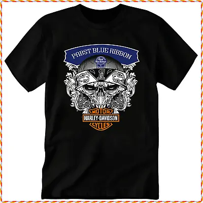 Harley Tshirt Davidson Motorcycle Pabst-Blue-Ribbon Beer Lover Tshirt Biker Gift • $18.99