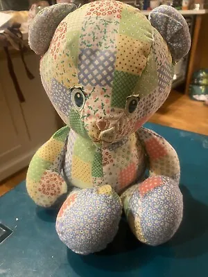 1981 Vintage 15  Knickerbocker Holly Hobbie's Patchwork Teddy Bear Plush Stuffed • $15