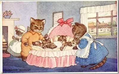 Vintage Anthropomorphic Cats Cradle Margaret Tempest Signed A297 • $19.95