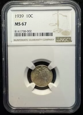 1939 10C Mercury Dime NGC MS 67 • $89