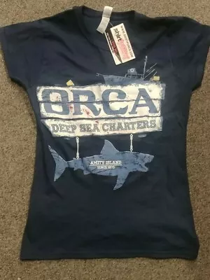 Nerd Block Horror Exclusive ~ Orca Deep Sea Charters Jaws T-Shirt Ladies S NEW • $8.53