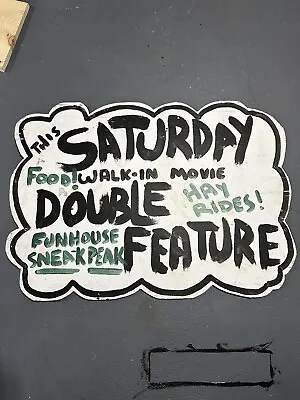 Vintage Carnival Sign Hand Painted Wood Double Feature Funhouse Sign Rare • $109.99