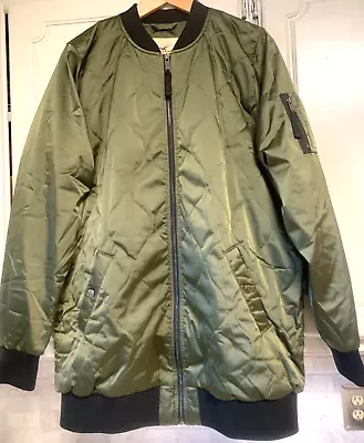 Mens Teens Hollister Of Calif Military Green Bomber Jacket Lined Quilted XL • $28