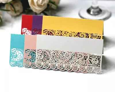 100Pcs Lace Style Laser Cut Pearlescent Wedding Party Table Name Place Cards • £19.19