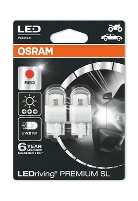 2x OSRAM 7905R-02B LED Red Brake Light Bulbs LEDriving Premium Red W21W • $32.35