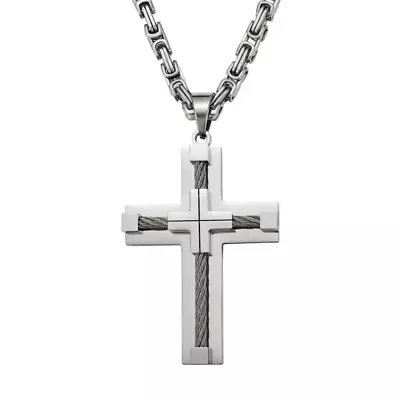 Mens Cross Pendant Necklace Stainless Steel Cross Pendant Necklace For Men • $33