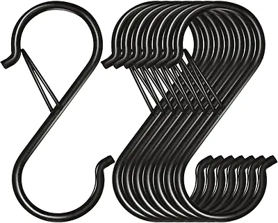 8 Pack S Hooks For Hanging 3.5 Inch Heavy Duty Metal S Hooks With Safety Buckle • $8.24