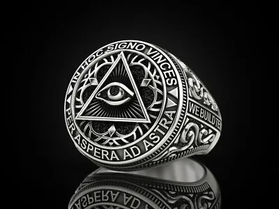 Classical Masonic Ring Masonic Signet Ring Gothic Evil Eye Ring Vintage Style Ri • $225.24