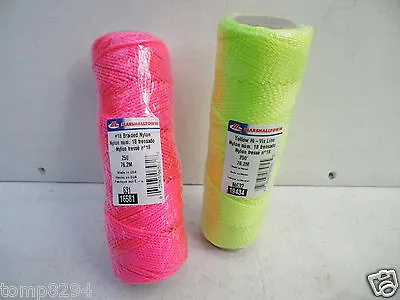 2 X 250' Spools Of Marshalltown Hi Vis Nylon Builders Brick Line M631 M632 • £23.89