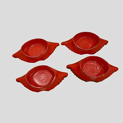 Vintage Red McKee Glasbake Deviled Crab Imperial Baking Shell Dishes Set Of 4 • $24.99