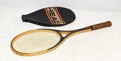 VINTAGE HEAD AMF GUILLERMO VILAS WOODEN TENNIS RACQUET 4-1/2” GRIP W/ HEAD CASE • $74.99