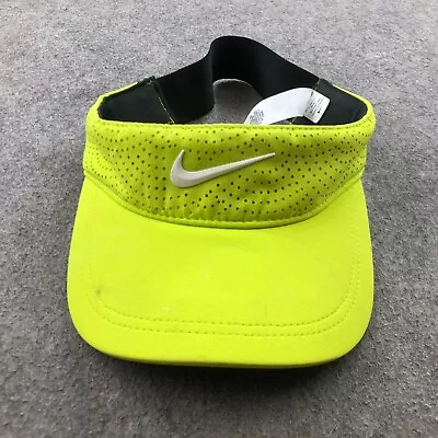 Nike Visor Hat Cap Adjustable Neon Yellow Embroidered Swoosh Golf Mens Stretch* • $18.98