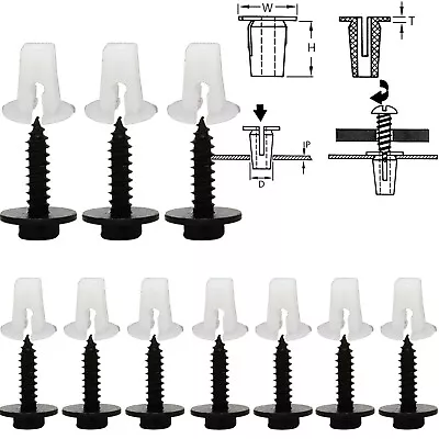 10 Kit Bumper Insert Bonnet Clips Grommet Expanding Nut Screw Body Parts Trim • £4.55