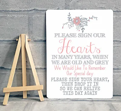 £6.95 • Buy A5 Heart Drop Box Wish Tree Wedding Guest Book Metal Table Sign - PINK FLOWERS