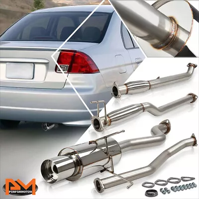 For 01-05 Honda Civic DX/LX/GX/HX 4  Tip Muffler Stainless Steel Catback Exhaust • $131.89