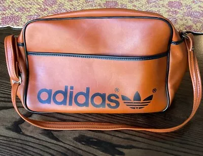 Vintage Vinyl Orange And Black Adidas Gym Bag 1970’s  • $50