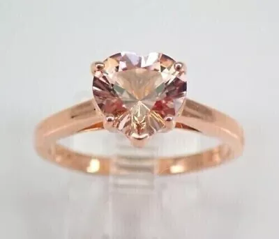 2Ct Heart Cut Lab-Created Morganite Women Solitaire Ring 14k Rose Gold Plated • $80