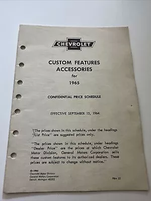 1965 Chevrolet Accessories Part Number List Dealer Pamphlet Original Vintage • $20