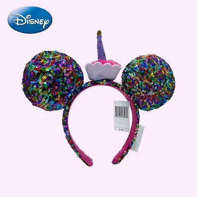 Birthday Small Cake Candles Sequin Minnie Mouse Ears Disney-Party Headband Girls • $13.65