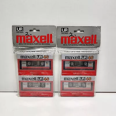 Maxell UR 46 Blank Audio Cassette Type 1 Normal (1985-86) New Lot Of 4 • $37.95