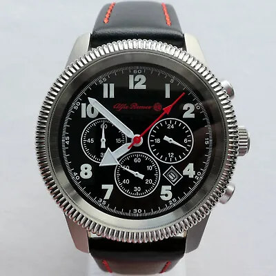 $321.08 • Buy Alfa Romeo Classic Rally Racing Aviator Pilot Car Accessory Chronograph Watch