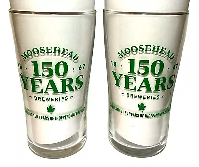 Moosehead Lager 16 Oz Beer Pint Glasses | 150 Years | Set Of Two (2) | New & F/S • $25.95