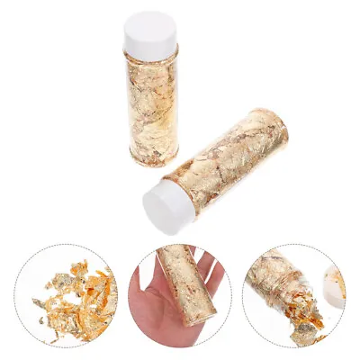 2 Bottles Edible Gold Flakes Foil Metallic Leaf Gold Snowflakes Glitter T • £5.84