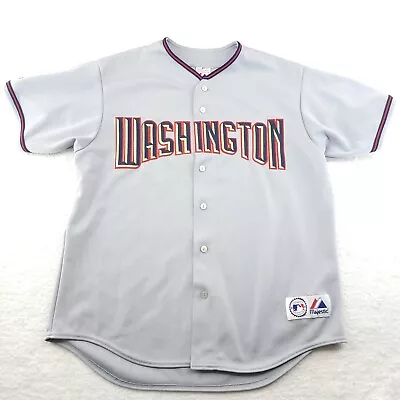 Washington Nationals Mens Jersey XL Vintage Gray Short Sleeve Majestic Baseball • $54.97