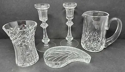 Waterford Crystal Lismore Pitcher Jug Paisley Dish Vase Curraghmore Candles • $149.99