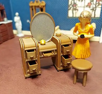 Miniature Vanity Dresser Makeup Table  For Dollhouse Or Diorama With Stool 1:24 • $12