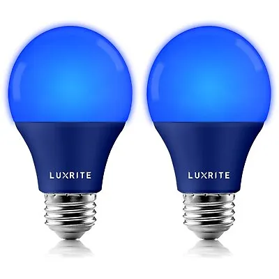 Luxrite A19 LED Blue Light Bulb 60W Equiv. UL Listed E26 Base Party Bulbs 2-Pack • $12.95