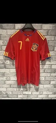 Spain FC 2009/10 Home Football Shirt Jersey Adidas #7 David Villa Size 12 • £34.99