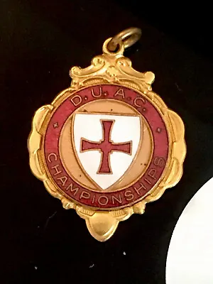 D.U.A.C Championships Enamel St George Cross Shield Gold Plate Fob Medal Vintage • $19.92