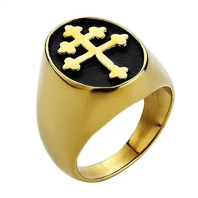 Magnum Pi Cross Of Lorraine Stainless Steel Metal Ring Knights Templar Crusader • $12.89