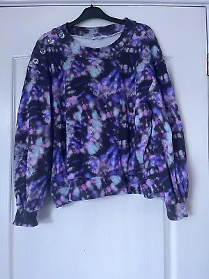 OLIVIA RUBIN SWEATSHIRT JUMPER Purple Pink Tie Dye L 12/14 • £20