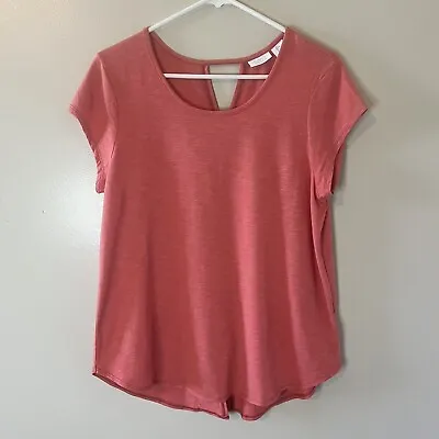 Sigrid Olsen Womens Casual Top Coral Orange Short Sleeve Cotton Shirt Sz Large • $15