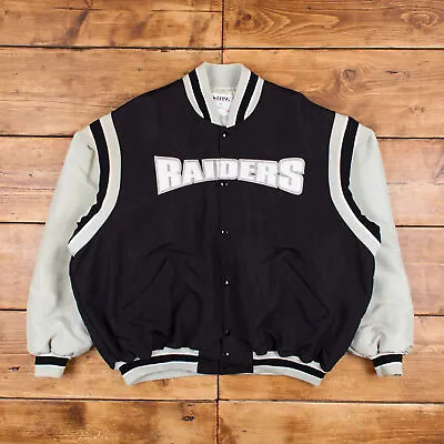 Vintage DeLong Varsity Jacket 3XL 90s Bomber NFL Las Vegas Raiders USA Made • £80.99