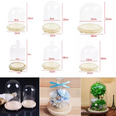 £8.95 • Buy Wooden Base Glass Display Dome Cloche Bell Jar Flower Decorative Display Stands