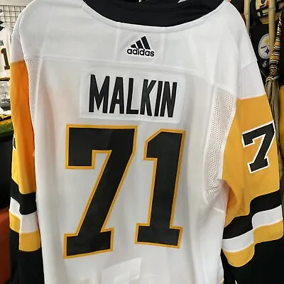 EVGENI MALKIN ADIDAS Nhl Pittsburgh Penguins Malkin WHITE Jersey Size 56 • $70