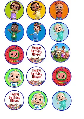 £3.49 • Buy Cocomelon Personalised Cupcake Toppers X 15