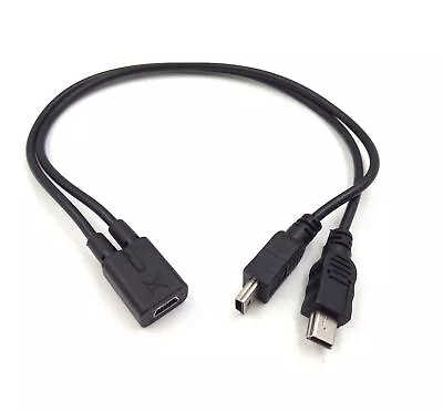 Mini USB 1 To 2 Y Splitter Cable Haokiang 1Ft/30cm Injection Molding USB 2.0 Mi • $13.69