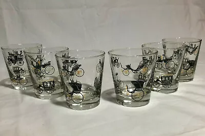 Vintage Libbey Carriage Buggy Coach Car Rocks Glasses Set Of 6 • $24