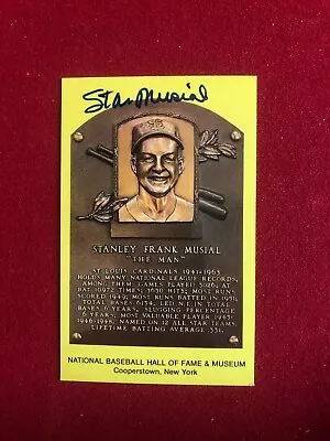 Stan Musial  Autographed  (Mounted Memories) HOF Plaque Card (Vintage / Scarce) • $99