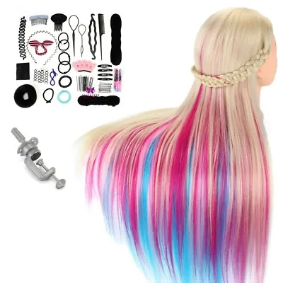£21.09 • Buy 28  Training Head Hairdressing Cosmetology Mannequin Dolls+ Braid Rainbow Hair